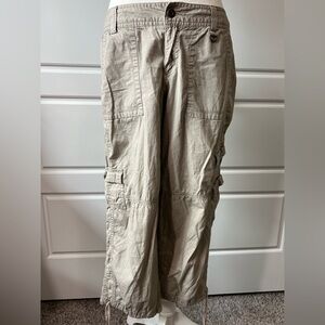 Apt 9 Womens Cropped Cargo Pants Drawstring Utility Casual‎ Beige Trousers 10